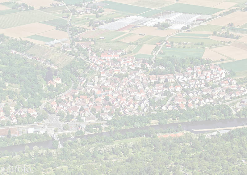 Luftbild von Stuttgart-Mühlhausen mit Neckar und Schlosspark